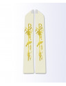 Ecru Priest Stole with Gold Chi-Rho, Alpha and Omega, Grapevine, and Wheat Embroidery