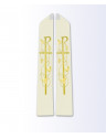 Ecru Priest Stole with Gold Cross, and Wheat Embroidery