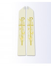 Ecru Priest Stole with Gold Cross, and Wheat Embroidery