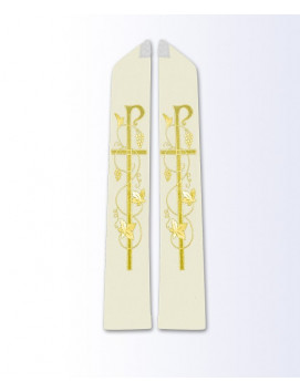 Ecru Priest Stole with Gold Cross, and Wheat Embroidery