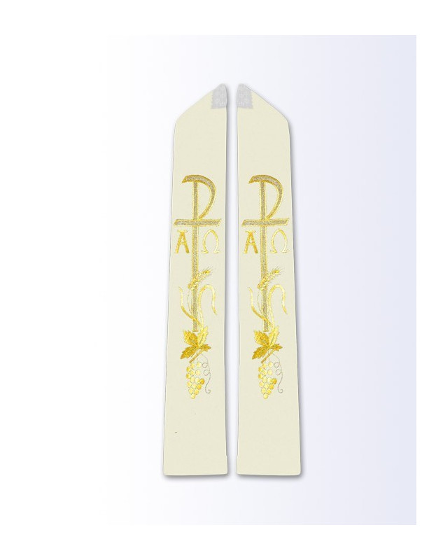 Étole écrue avec motif Alpha et Omega