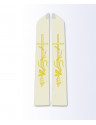 Ecru Priest Stole with Gold Cross, Wheat, and Grapevine Embroidery