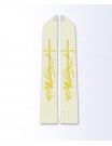 Ecru Priest Stole with Gold Cross, Wheat, and Grapevine Embroidery