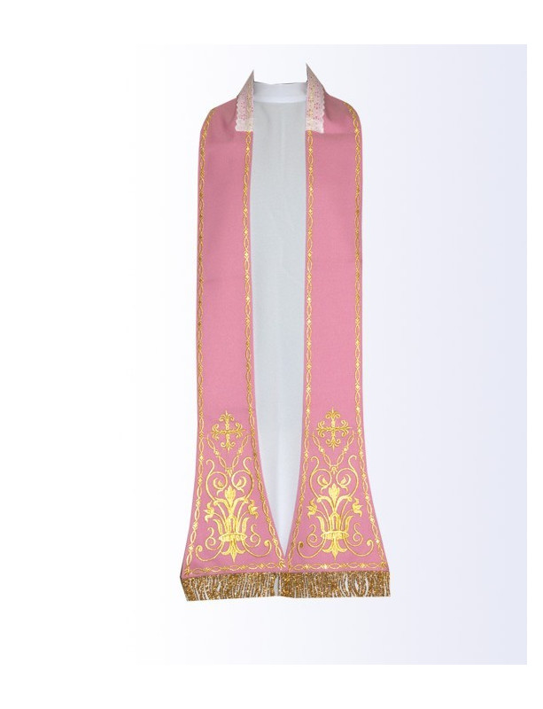 Pink roman embroidered stole