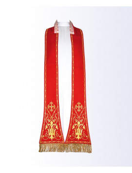 Red stole with eucharistic motif