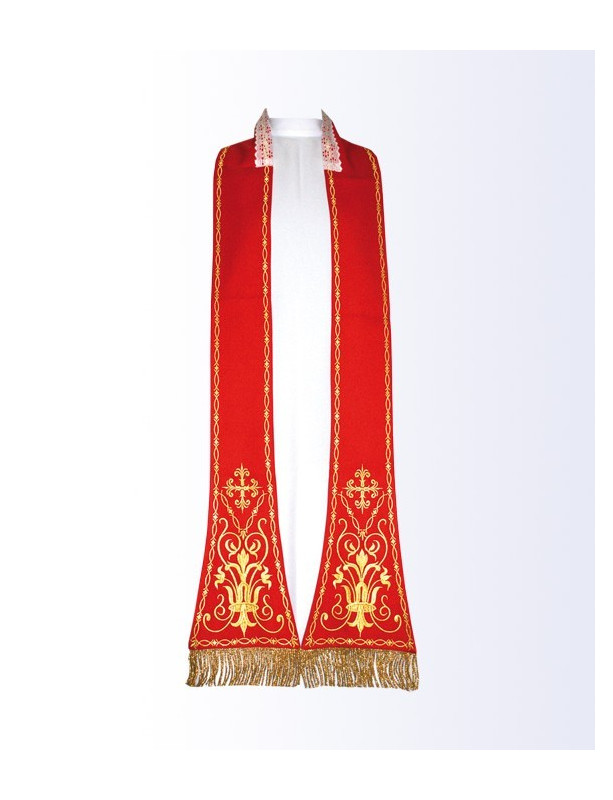 Stuła czerwona z motywem eucharystycznym