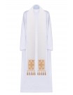 White embroidered priest's stole with decorative stones (51H)