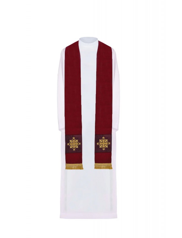Priest's stole, embroidered velvet, red (53H)