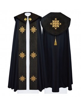 Black embroidered cope with black velvet belt (30H)