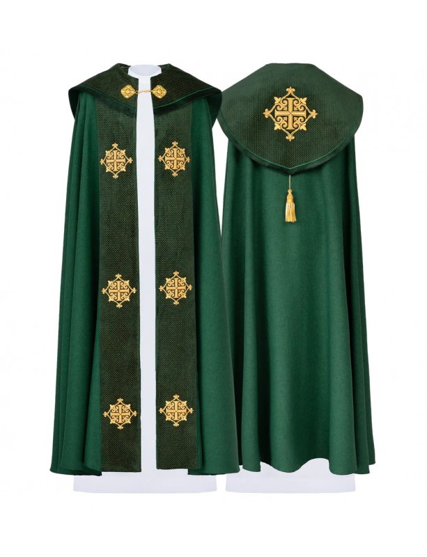 Green cope, embroidered, velvet green belt (33H)
