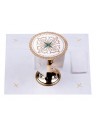 Chalice linen set, green cross embroidery (77H)