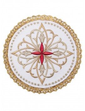 Chalice linen set, linen, embroidered red cross (78H)