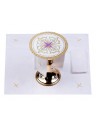 Chalice linen set, linen, embroidered purple cross (80H)