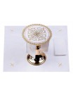 Chalice linen set, linen, embroidered with a golden cross (81H)