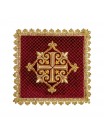 Chalice linen set, red (velvet + linen), embroidered with a golden cross (83H)