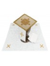 Chalice linen set, ecru (velvet + linen), embroidered golden cross (84H)