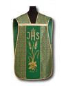 Ornat rzymski haftowany - zielony, IHS