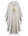 Marian embroidered chasuble, ecru, inspired by the rosary - shiny fabric (H200)