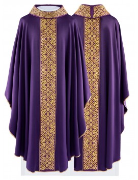 Purple embroidered chasuble, crosses (H202)