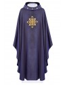Purple embroidered chasuble, velvet, symbol of the cross (H207)