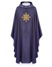 Purple embroidered chasuble, velvet, symbol of the cross (H207)