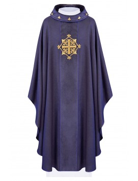 Purple embroidered chasuble, velvet, symbol of the cross (H207)