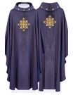 Purple embroidered chasuble, velvet, symbol of the cross (H207)