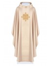 Embroidered chasuble, ecru, velvet, cross symbol (H208)
