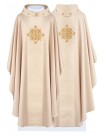 Embroidered chasuble, ecru, velvet, cross symbol (H208)