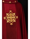 Embroidered red chasuble, velvet, symbol of the cross (H210)