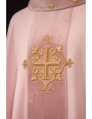 Embroidered rose chasuble, velvet, cross symbol (H211)