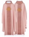 Embroidered rose chasuble, velvet, cross symbol (H211)