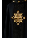 Black embroidered chasuble, velvet, cross symbol (H212)