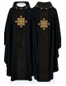 Black embroidered chasuble, velvet, cross symbol (H212)