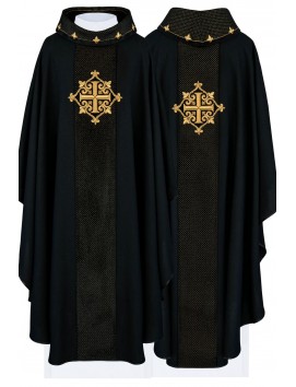 Fekete hímzett miseruha, bársony, kereszt szimbólummal (H212)