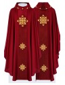 Embroidered red chasuble, velvet belt, symbol of crosses (H214)