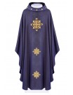 Purple embroidered chasuble, velvet belt, cross symbol (H215)