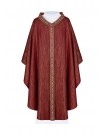 Red chasuble with embroidered collar and belt (H222)