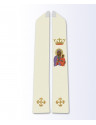 Catholic Clergy Stole with Our Lady of Czestochowa Icon, Gold Crown and Decorative Crosses