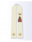 Catholic Clergy Stole with Our Lady of Czestochowa Icon, Gold Crown and Decorative Crosses