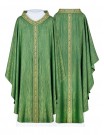 Green chasuble with embroidered collar and belt (H223)