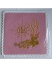 Pink embroidered chalice pall with IHS, ears of wheat, grapes (5)