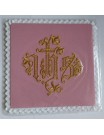 Pink embroidered chalice pall with IHS (7)