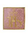 Pink embroidered chalice pall with IHS (35K)