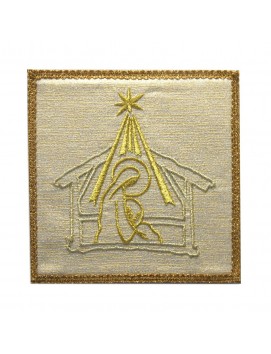 Christmas chalice pall - embroidered, brocade fabric (2)