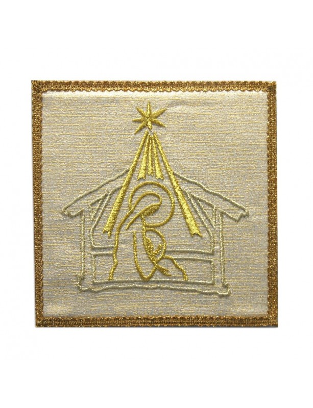 Christmas chalice pall - embroidered, brocade fabric (2)