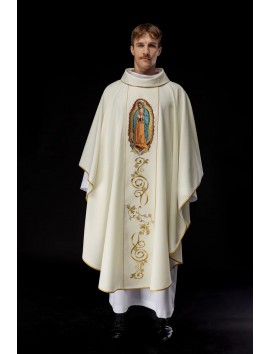 Chasuble with embroidered image of Our Lady of Guadalupe