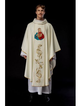 Chasuble with embroidered image of the Heart of Mary (103H)