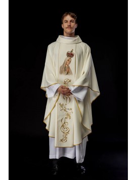 Chasuble with embroidered image of Our Lady of Fatima (104H)