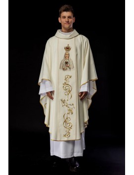 Chasuble with embroidered image of Our Lady of Fatima (105H)